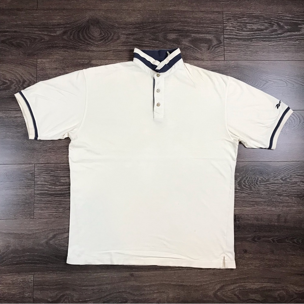 Reebok Golf Men’s Casual 90’s Vintage Solid Beige 3 Button Polo Shirt Size Large